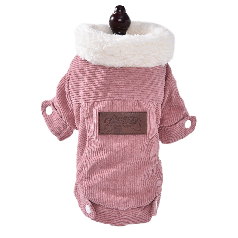 Dog Clothes Autumn And Winter Fleece Lined Padded Warm Keeping Lambswool Vest Cat Pet Clothing