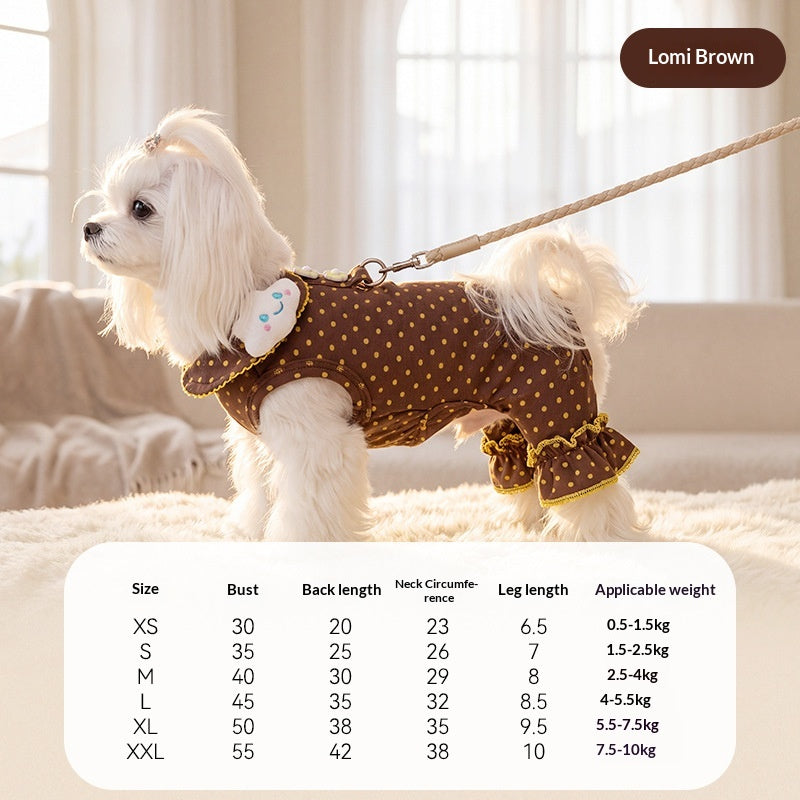 AutumnWinter Pet Cloud Polka-Dot Harness Belly Wrap Dog Clothes