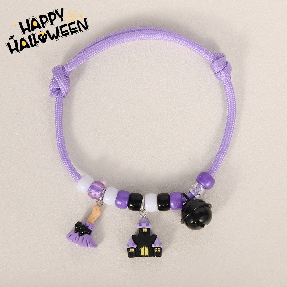 Halloween Cat And Dog Collar Hand-knitted Pumpkin Design Adjustable