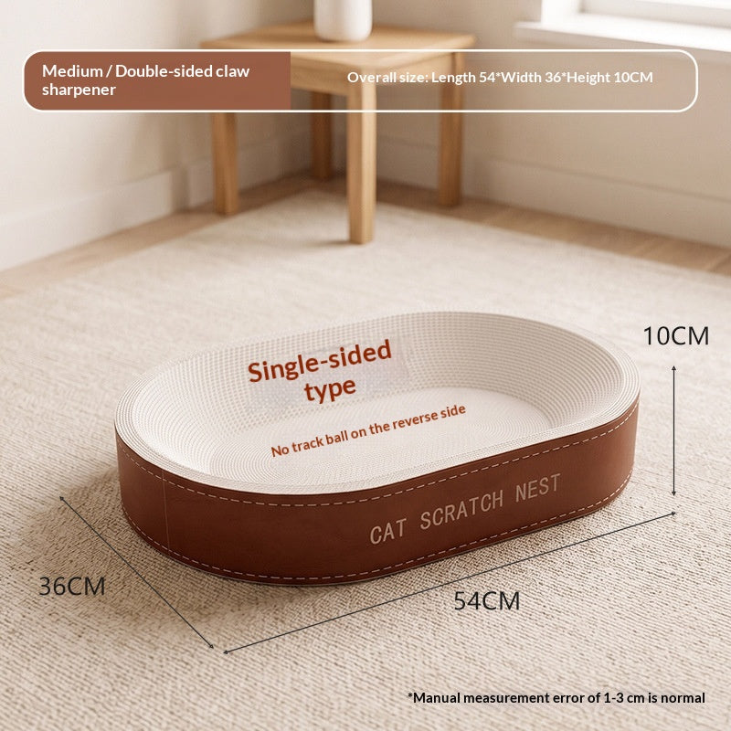 Cat Scratcher And Cat Bed Combo, White Cardboard, Highly Durable With Minimal Shedding, Large Size, Equipped With A Bell Tipped Ball Your Cats Perfect