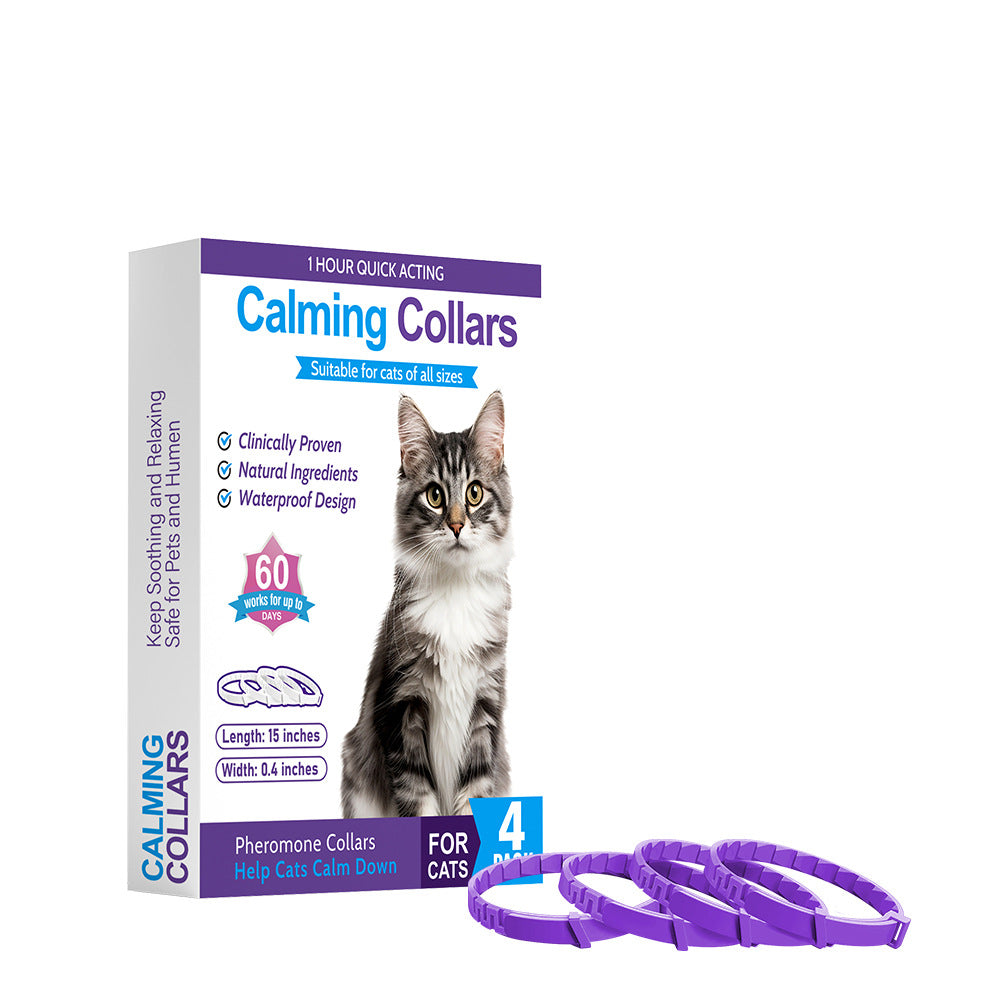 Set Of 4 Pheromone-Calming Collars For Cats And Dogs To Relieve Anxiety