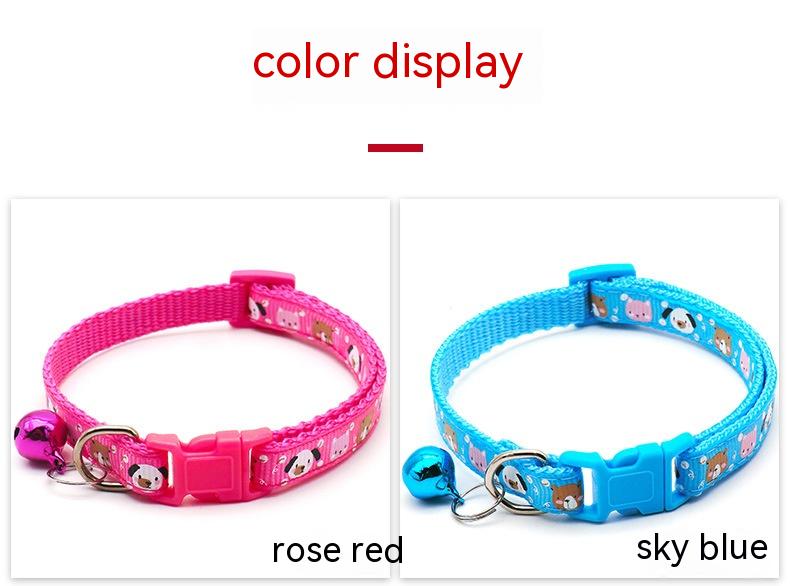 Cartoon Printed Cat Collar With Bell