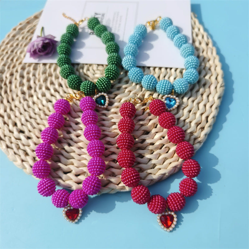 Fashionable Pearl Yangmei-Berry Beaded Dog Necklace