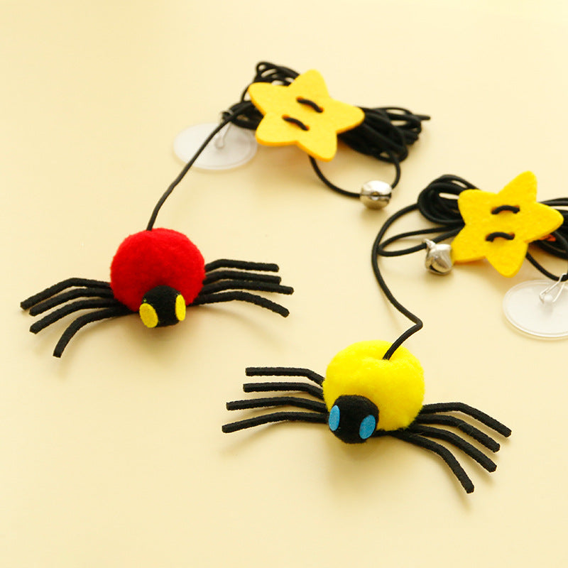 Cat Pet Toy Hanging Door To Relieve Depression Swinging Hanging Elastic Rope Feather Playing Stick Bell Spider