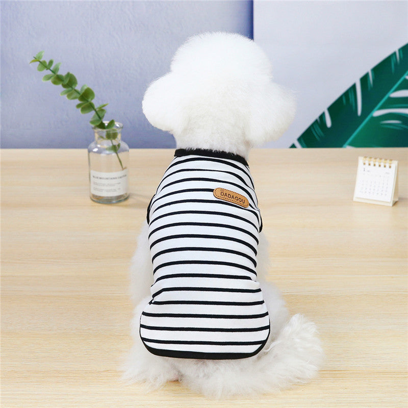 Pet Clothing Spring And Summer Leisure Striped Vest